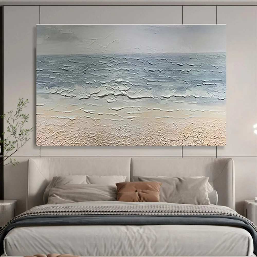 Sea Painting Shore - luxury oversized wall art for villa